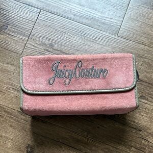 Vintage Y2K Juicy Couture Pink Velour Travel Makeup Cosmetics Case